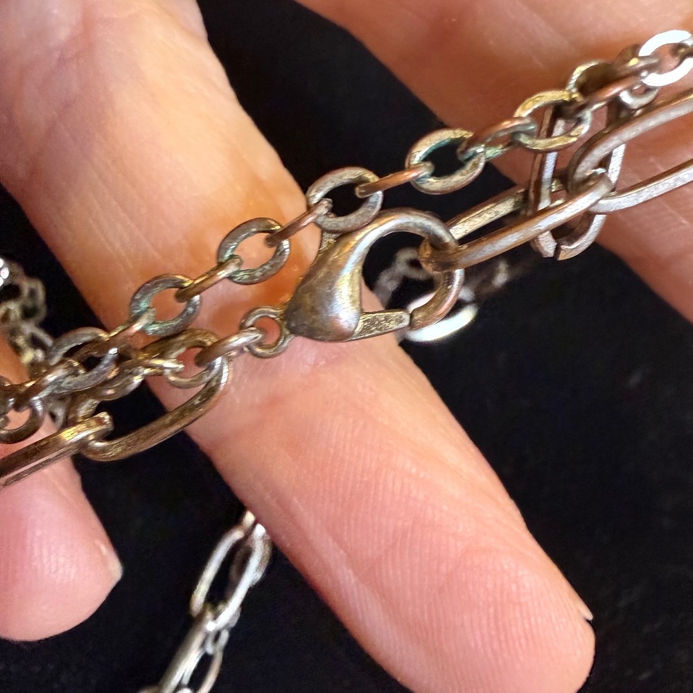 Layered Silver Tone Chain Necklace Medallion Pendant Boho Y2K - Picture 4 of 8